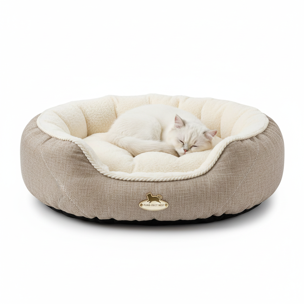 Orthopedic memory foam cat bed with plush bolster walls