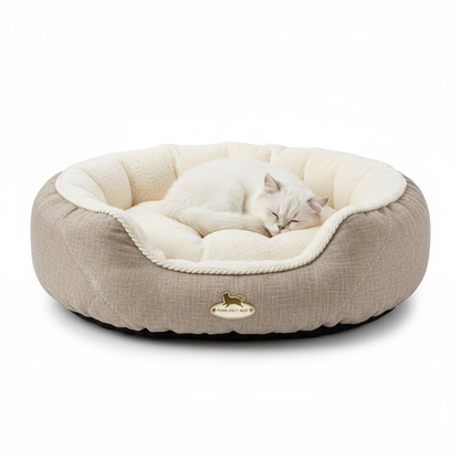 Orthopedic memory foam cat bed with plush bolster walls